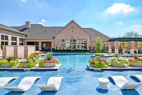 the resort style swimming pool at the preserve at polo towers